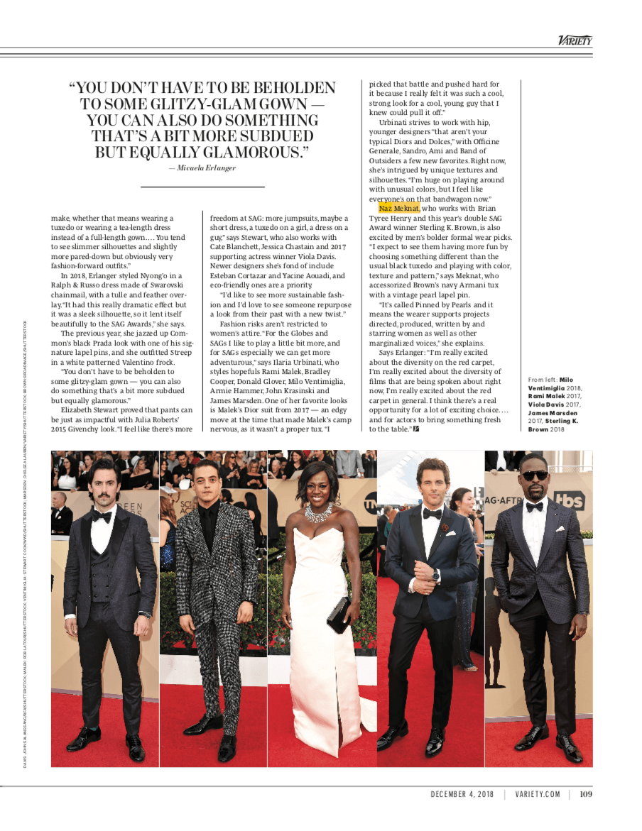 Variety: Fiercer Fashion The SAG Awards red-carpet choices reflect strength, empowerment and inclusion — from both sexes